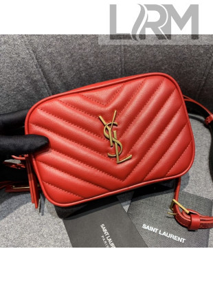 Saint Laurent Lou Tassel Belt Bag in Chevron Leather 534817 Red 