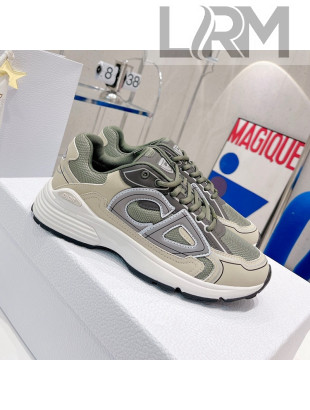 Dior B30 Sneakers in Mesh and Technical Fabric Olive Green/Grey 2021 02