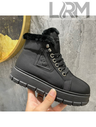 Prada Nylon and Wool Ankle Boots Black 2021 111852