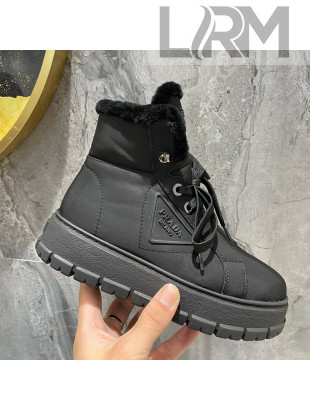 Prada Nylon and Wool Ankle Boots Black 2021 111856