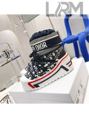 Dior Dioralps Snow Ankle Short Boots in Deep Blue Oblique Shiny Nylon 2021 01
