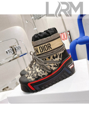 Dior Dioralps Snow Ankle Short Boots in Beige Multicolor Mizza Shiny Nylon 2021