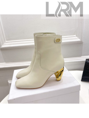 Dior Rhodes Heeled Ankle Short Boots 7.5cm in White Supple Calfskin 2021 