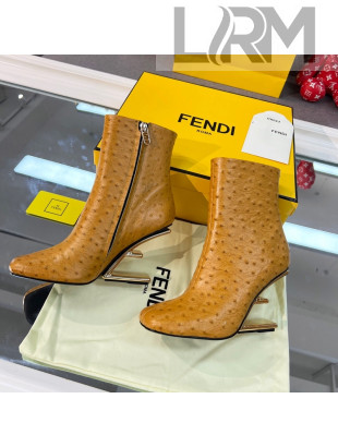 Fendi First Leather F Heel Ankle Boots 8cm Tan Brown 2021 111603