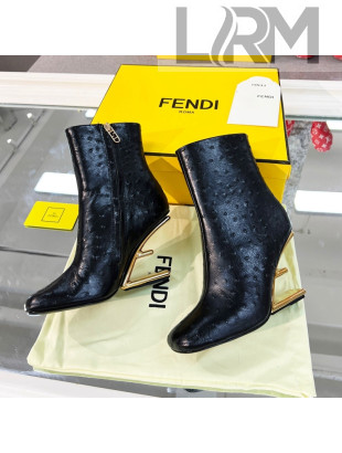 Fendi First Leather F Heel Ankle Boots 8cm Black 2021 111604