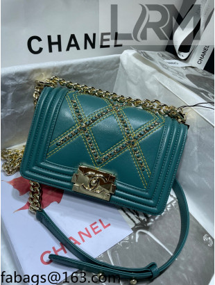 Chanel Chain Quilted Leather Small Boy Flap Bag A67085 Green 2021 