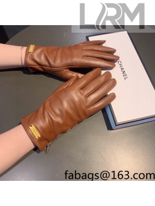 Chanel Lambskin and Cashmere Gloves Brown 2021 122146