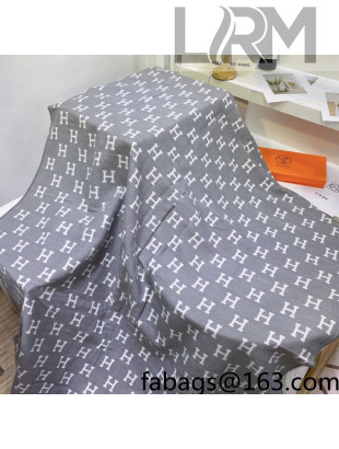 Hermes H Blanket 135x165cm Grey 2021 32