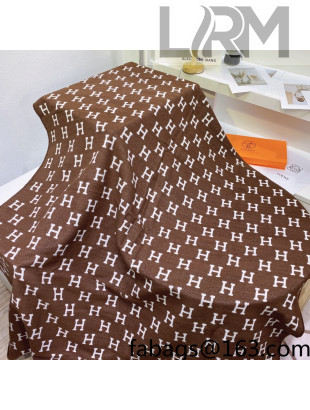 Hermes H Blanket 135x165cm Brown 2021 34
