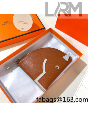 Hermes Leather Horse Coin Purse Wallet Caramel Brown 2021 