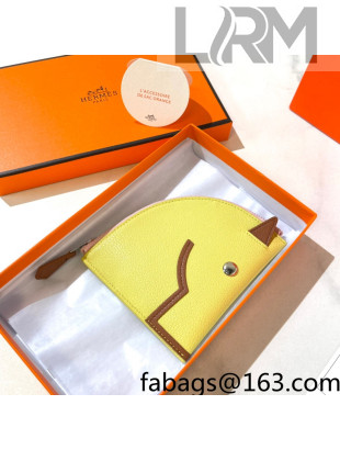 Hermes Leather Horse Coin Purse Wallet Yellow 2021 