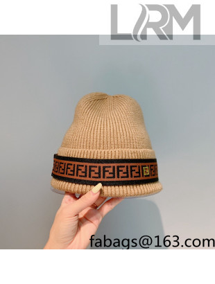 Fendi Logo Knit Hat Brown 2021 56