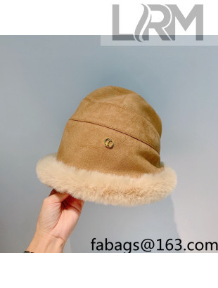 Dior Shearling Bucket Hat Camel Brown/White 2021 50