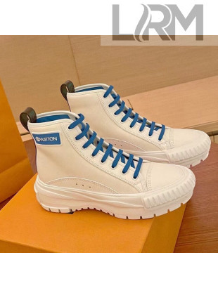 Louis Vuitton LV Squad Canvas and Leather High-top Sneakers/Boots White/Blue 2021