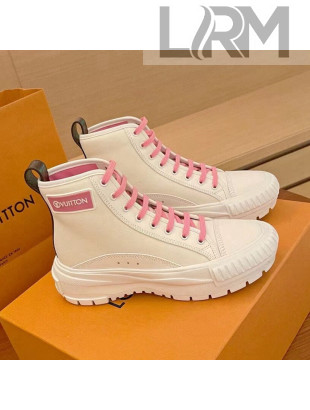 Louis Vuitton LV Squad Canvas and Leather High-top Sneakers/Boots White/Pink 2021
