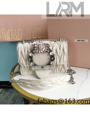 Miu Miu Miv Lady Shoulder Bag in Matelasse Nappa Leather 5BD084 White 2022