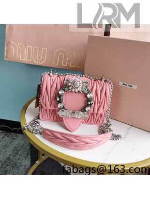 Miu Miu Miv Lady Shoulder Bag in Matelasse Nappa Leather 5BD084 Pink 02 2022