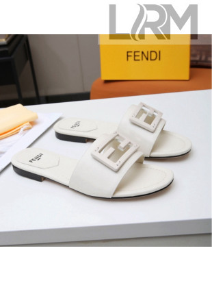 Fendi Baguette Leather Slide Sandals White 2022 02