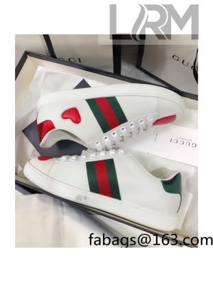 Gucci Ace Sneakers in Love Embroidered Leather White 2022 43