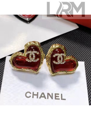 Chanel Love Stud Earrings Red 2022 04