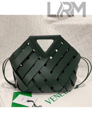 Bottega Veneta Medium Point Bag in Woven Calfskin Raintree Green 2021
