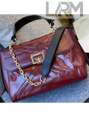 Givenchy ID Top Handle Bag in Shiny Crumple Calfskin Burgundy 2021