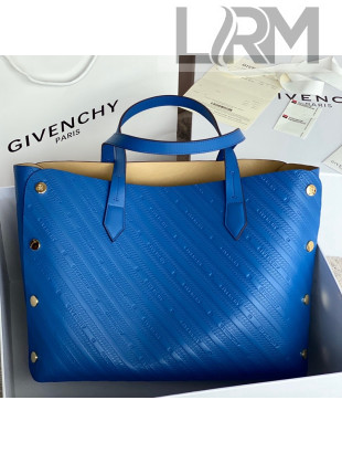 Givenchy Bond Tote Bag in Logo Embossed Calfskin Sky Blue 2021