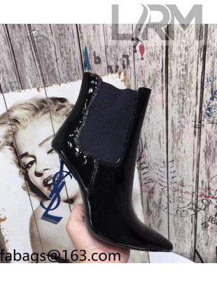 Saint Laurent Patent Leather High YSL-Heel Ankle Boots 11CM Balck/Blue 2021 10