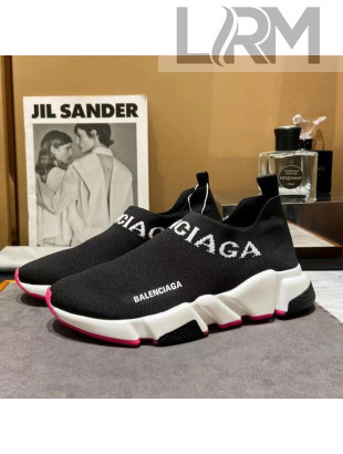 Balenciaga Speed Knit Sock Boot Sneaker Black/Pink 2021 05301