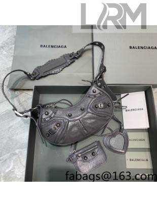Balenciaga Le Cagole Lambskin XS Shoulder Bag Dark Grey/Aged Silver 2021