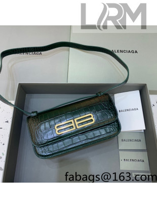 Balenciaga Gossip Small Bag in Forest Green Extra Supple Crocodile Embossed Calfskin 2021