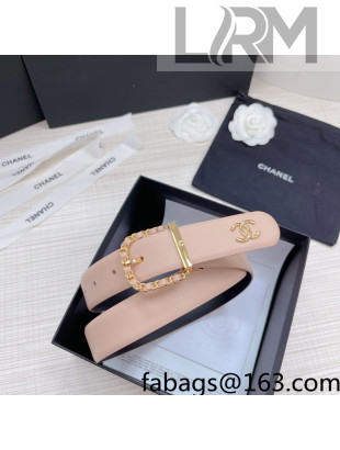 Chanel Calfskin Belt 3cm with Leather Chain D Buckle Nude 2022 81