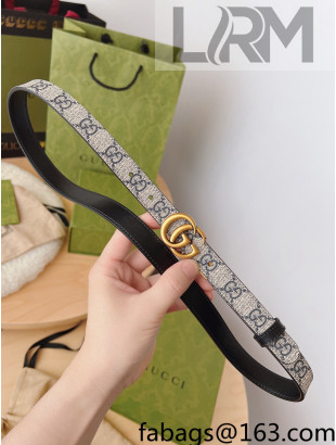 Gucci GG Canvas Belt 2cm with GG Buckle Beige/Blue/Gold 2022 033069