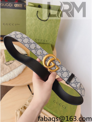Gucci GG Canvas Belt 3.7cm with GG Buckle Beige/Blue/Gold 2022 033073