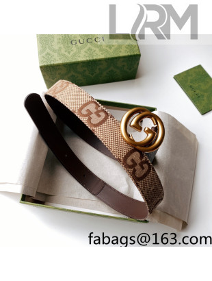 Gucci Maxi-GG Canvas Belt 3cm with Interlocking G Buckle Brown/Gold 2022 033060