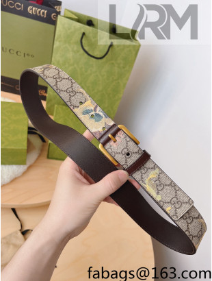 Gucci Carnation Print GG Canvas Belt 3.5cm Beige/Brown/Gold 2022 033065