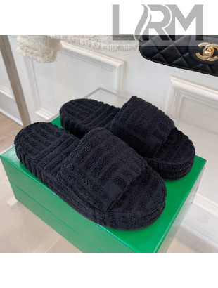 Bottega Veneta Resort Sponge Towel Slides Sandals Black 2022 032175