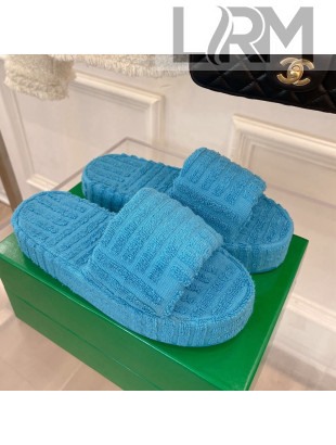 Bottega Veneta Resort Sponge Towel Slides Sandals Light Blue 2022