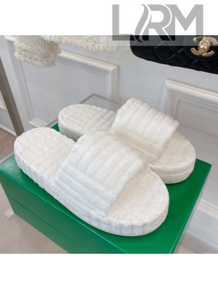 Bottega Veneta Resort Sponge Towel Slides Sandals White 2022 032179