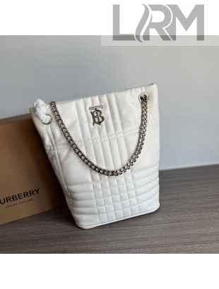 Burberry Small Quilted Lambskin Lola Bucket Bag White 2022 804623