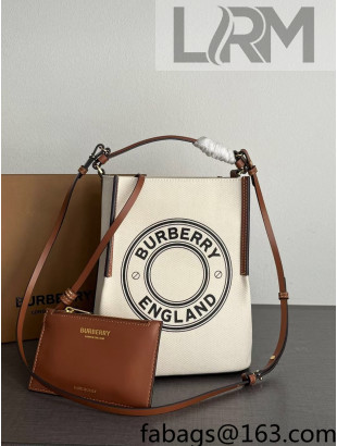 Burberry Logo Graphic Cotton Canvas Bucket Bag White/Black 2022