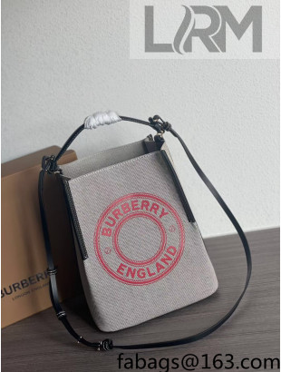 Burberry Logo Graphic Cotton Canvas Bucket Bag Grey/Red 2022