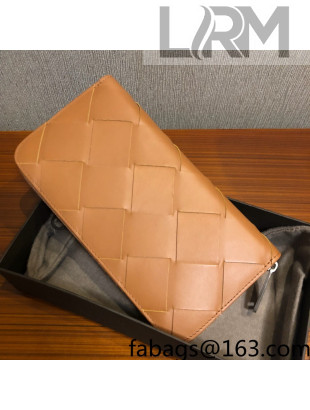 Bottega Veneta Maxi Woven Long Zipped Wallet Brown 2022