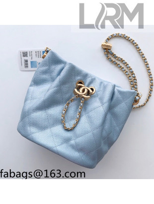 Chanel Iridescent Grained Calfskin Bucket Bag AS2859 Light Blue 2021  
