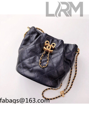 Chanel Iridescent Grained Calfskin Bucket Bag AS2859 Black 2021  