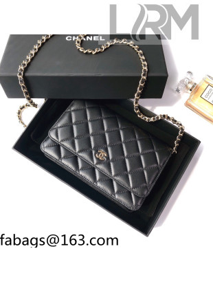 Chanel Lambskin Classic Wallet on Chain WOC AP0250 Black/Gold 2021 
