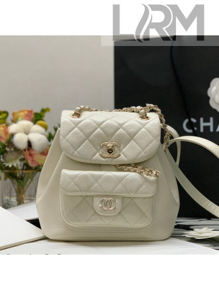Chanel Duma Calfskin Mini Backpack White 2021 