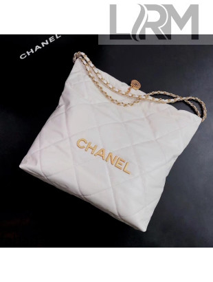 Chanel Waxy Calfskin Medium Shopping Bag White/Gold 2021 