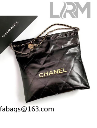 Chanel Waxy Calfskin Medium Shopping Bag Black/Gold 2021 