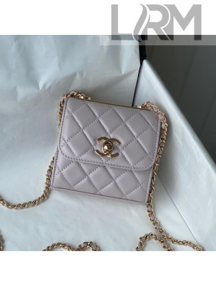 Chanel Lambskin Clutch with Chain and Metallic Band AP2469 Light Pink 2021 